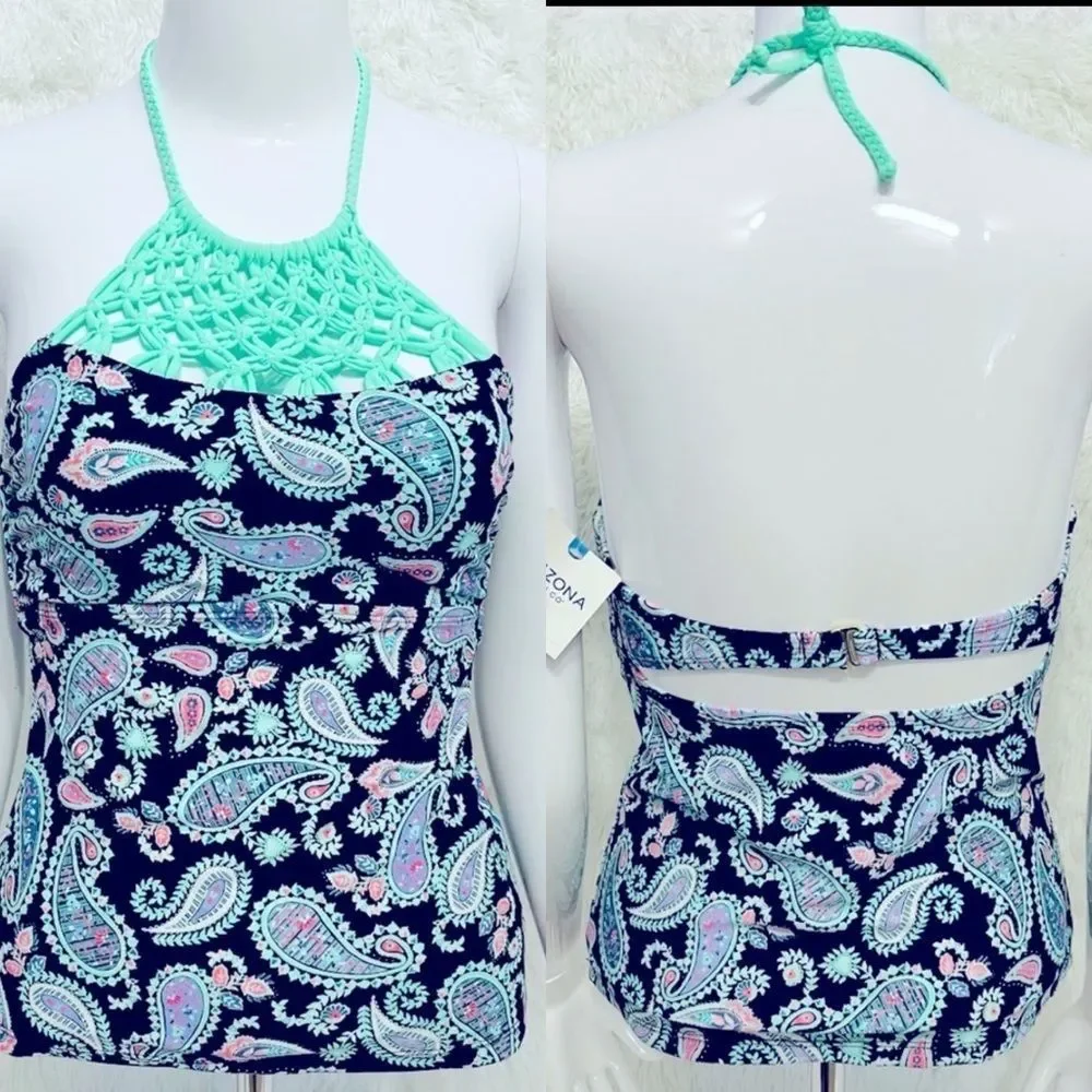NWT Arizona Mint Braided Tankini Bikini‎ Top S
